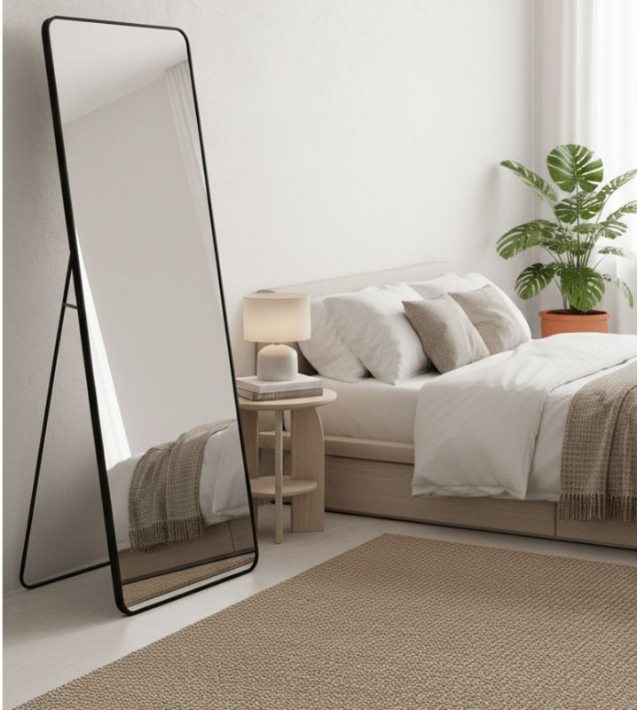 Black Metal Silver Mirror 60 x 165cm Black Metal Silver Mirror 60 x 165cm