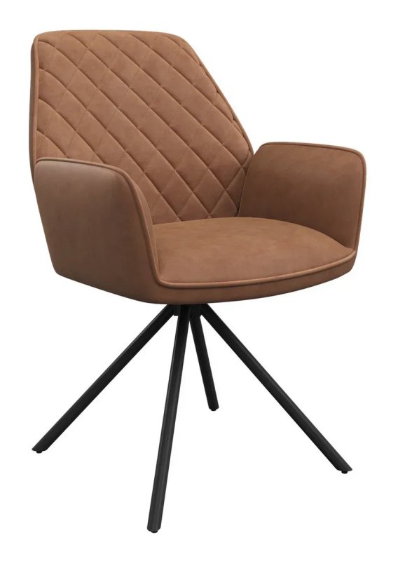 Pair of Lina Swivel Dining Chairs (Tan Faux Leather) Pair of Lina Swivel Dining Chairs (Tan Faux Leather)