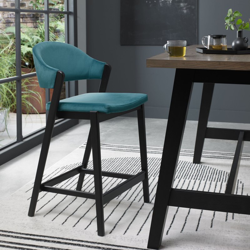 Regent Peppercorn Bar Stool (Azure Velvet) by Bentley Designs Regent Peppercorn Bar Stool (Azure Velvet) by Bentley Designs