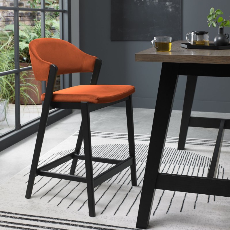 Regent Peppercorn Bar Stool (Rust Velvet) by Bentley Designs Regent Peppercorn Bar Stool (Rust Velvet) by Bentley Designs
