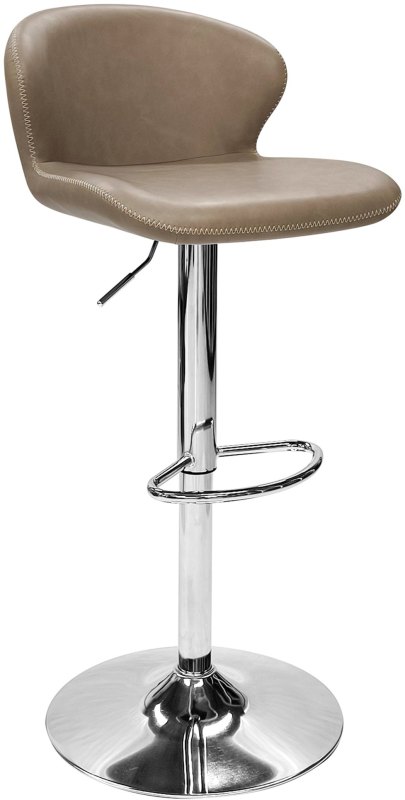 Rosano Gas-Lift Bar Stool (Stone Faux Leather & Chrome Base) by Bentley Designs Rosano Gas-Lift Bar Stool (Stone Faux Leather & Chrome Base) by Bentley Designs
