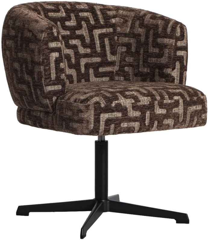 Dinan Swivel Dining Chair - Brown Labyrinth FR - by Richmond Interiors Dinan Swivel Dining Chair - Brown Labyrinth FR - by Richmond Interiors