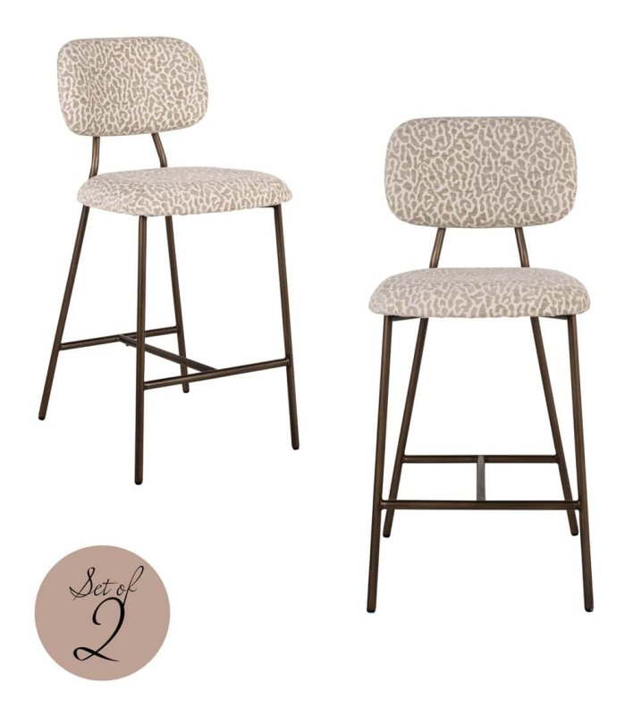 Set of 2 Xenia Counter Stools - Beige Leopard FR by Richmond Interiors Set of 2 Xenia Counter Stools - Beige Leopard FR by Richmond Interiors