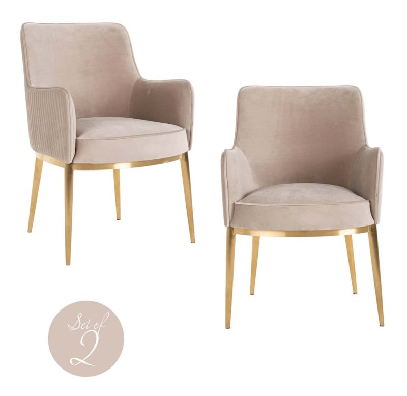 Set of 2 Breeze Dining Chairs - Khaki Velvet FR - by Richmond Interiors Set of 2 Breeze Dining Chairs - Khaki Velvet FR - by Richmond Interiors