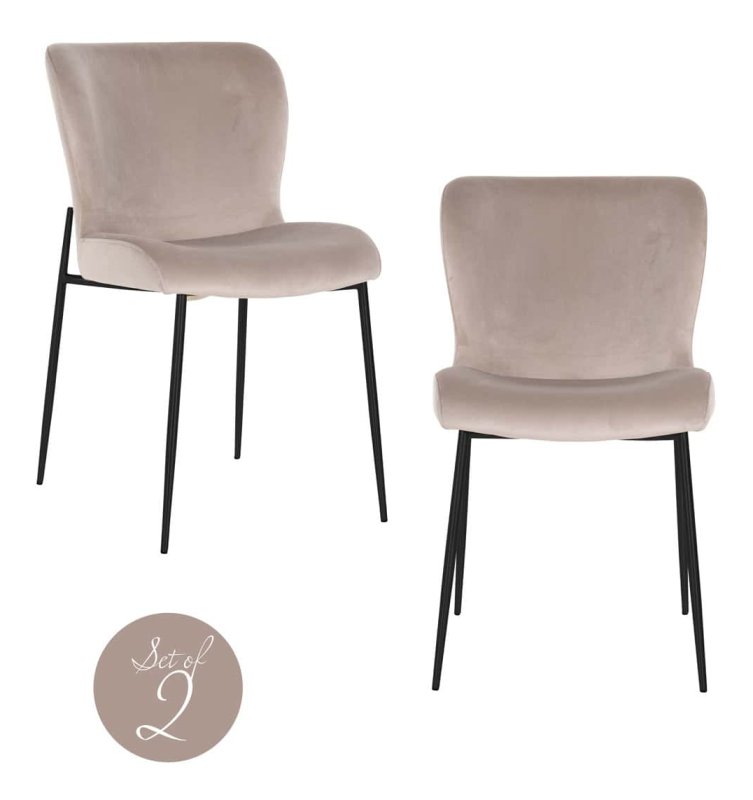 Set of 2 Darby Dining Chairs - Khaki Velvet FR - by Richmond Interiors Set of 2 Darby Dining Chairs - Khaki Velvet FR - by Richmond Interiors