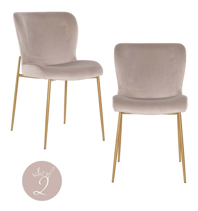 Set of 2 Odessa Dining Chairs - Khaki Velvet FR - by Richmond Interiors Set of 2 Odessa Dining Chairs - Khaki Velvet FR - by Richmond Interiors