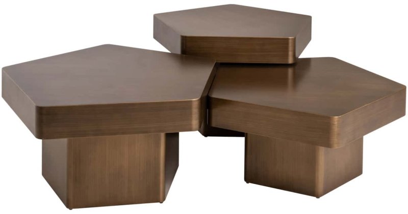 Hexa Coffee Table - Brushed Gold - (Set of 3) by Richmond Interiors Hexa Coffee Table - Brushed Gold - (Set of 3) by Richmond Interiors