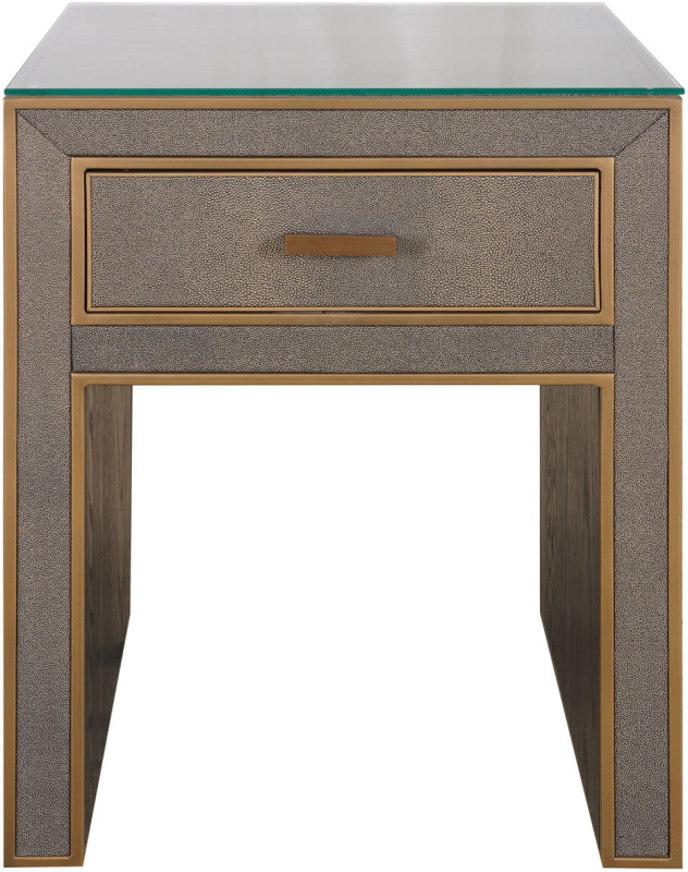 Nightstand Bloomville Brass Shagreen including Glass Top by Richmond Interiors Nightstand Bloomville Brass Shagreen including Glass Top by Richmond Interiors