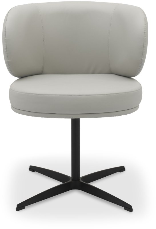 Marcel 360 Degree Swivel Dining Chairs - Light Grey Faux Leather (Pair) by Bentley Designs Marcel 360 Degree Swivel Dining Chairs - Light Grey Faux Leather (Pair) by Bentley Designs