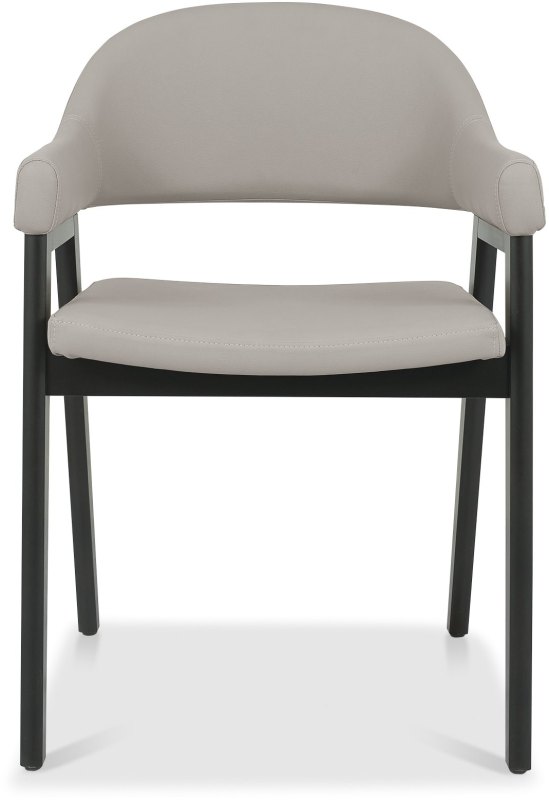 Camden Peppercorn Upholstered Dining Armchairs - Grey Bonded Leather (Pair) by Bentley Designs Camden Peppercorn Upholstered Dining Armchairs - Grey Bonded Leather (Pair) by Bentley Designs