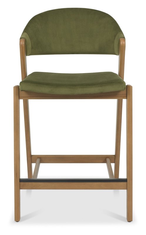Camden Rustic Oak Upholstered Bar Stool - Cedar Velvet Fabric (Single) by Bentley Designs Camden Rustic Oak Upholstered Bar Stool - Cedar Velvet Fabric (Single) by Bentley Designs