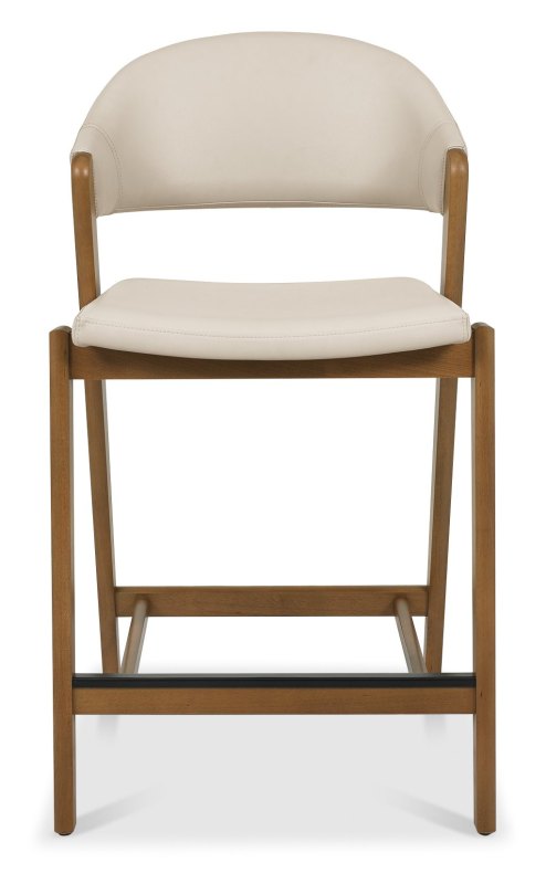 Camden Rustic Oak Upholstered Bar Stool - Ivory Bonded Leather (Single) by Bentley Designs Camden Rustic Oak Upholstered Bar Stool - Ivory Bonded Leather (Single) by Bentley Designs