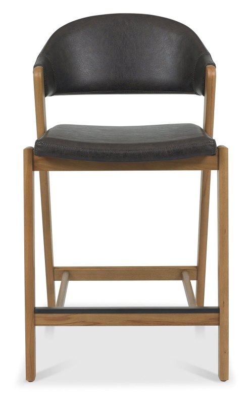 Camden Rustic Oak Upholstered Bar Stool - Old West Vintage Bonded Leather (Single) Camden Rustic Oak Upholstered Bar Stool - Old West Vintage Bonded Leather (Single)