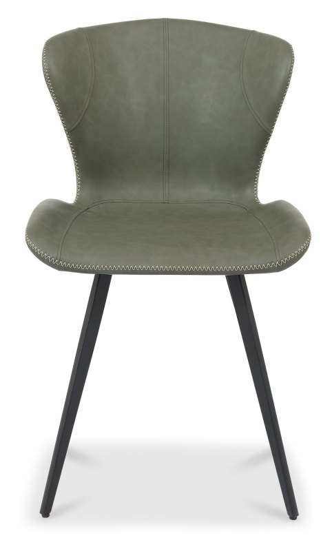 Garcia Upholstered Dining Chairs - Olive Vintage Faux Leather and Black Legs (Pair) Garcia Upholstered Dining Chairs - Olive Vintage Faux Leather and Black Legs (Pair)