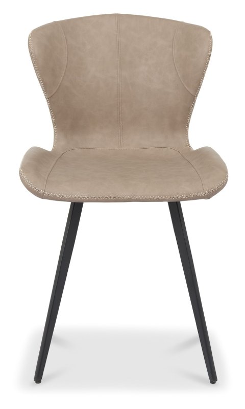 Garcia Upholstered Dining Chairs - Stone Vintage Faux Leather and Black Legs (Pair) Garcia Upholstered Dining Chairs - Stone Vintage Faux Leather and Black Legs (Pair)