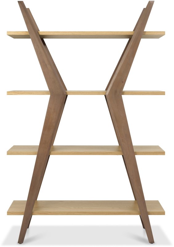 Kristen Oak and Light Weathered Oak Open Display Unit by Bentley Designs Kristen Oak and Light Weathered Oak Open Display Unit by Bentley Designs
