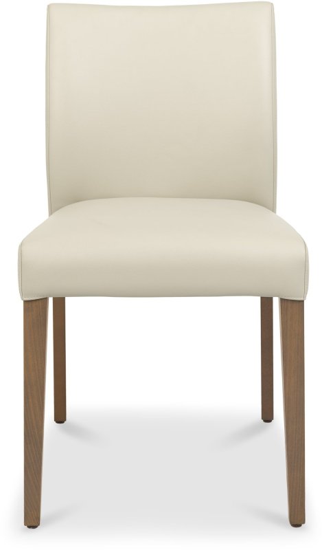 Kristen Oak and Light Weathered Oak Upholstered Dining Chairs - Ivory Bonded Leather (Pair) Kristen Oak and Light Weathered Oak Upholstered Dining Chairs - Ivory Bonded Leather (Pair)