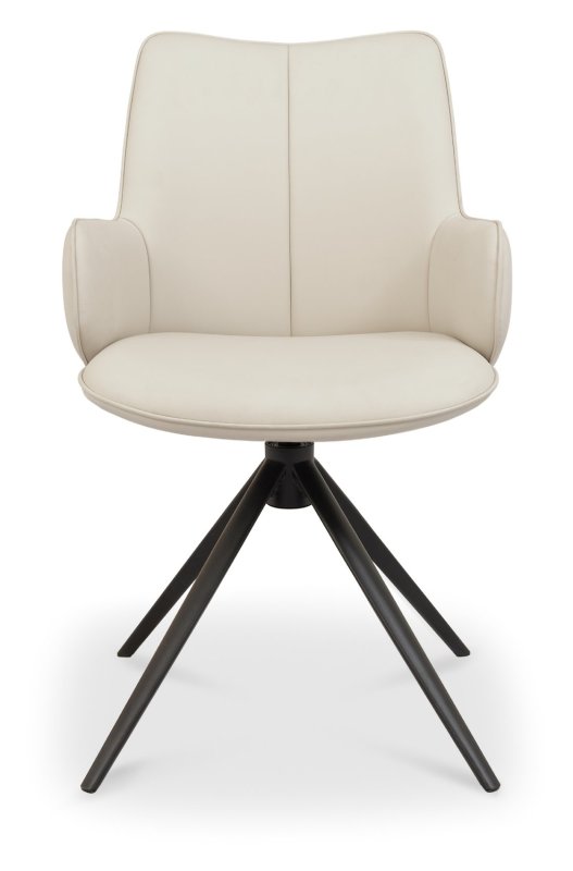 Rowan 360 Degree Self-Returning Swivel Chair - Ivory Faux Leather and Black Legs (Single) Rowan 360 Degree Self-Returning Swivel Chair - Ivory Faux Leather and Black Legs (Single)