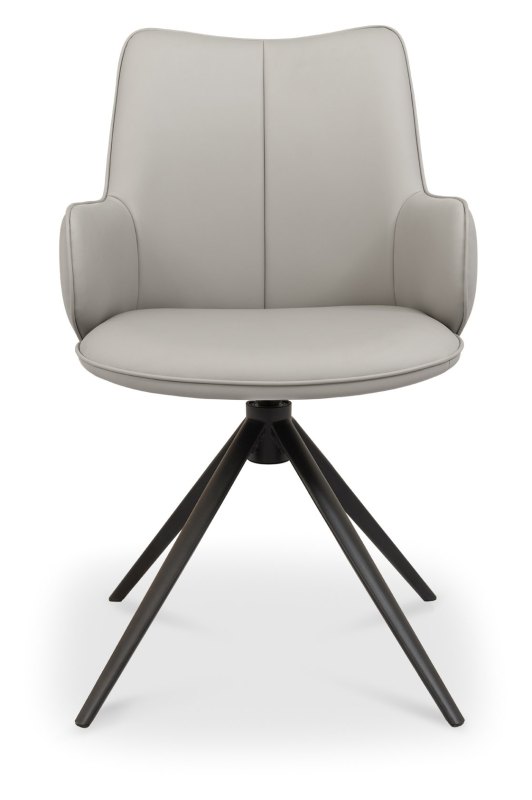 Rowan 360 Degree Self-Returning Swivel Chair - Light Grey Faux Leather and Black Legs (Single) Rowan 360 Degree Self-Returning Swivel Chair - Light Grey Faux Leather and Black Legs (Single)