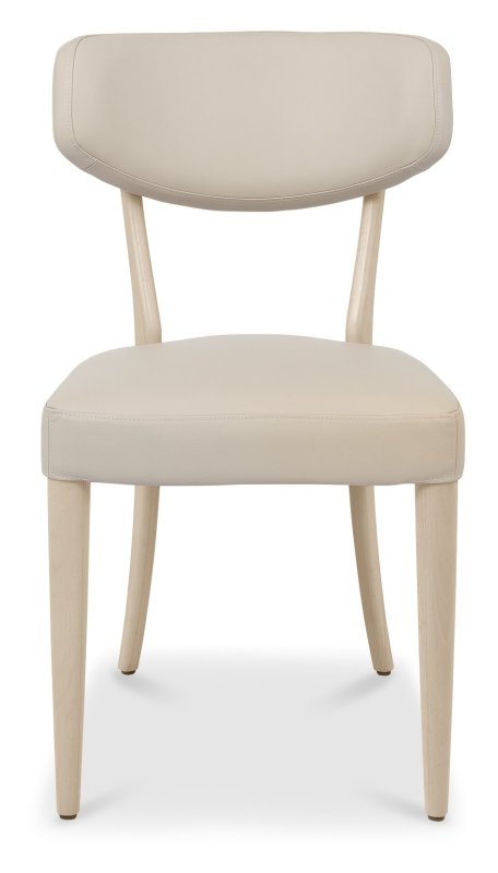 Larsen Scandi Oak Upholstered Dining Chairs - Ivory Bonded Leather (Pair) by Bentley Designs Larsen Scandi Oak Upholstered Dining Chairs - Ivory Bonded Leather (Pair) by Bentley Designs