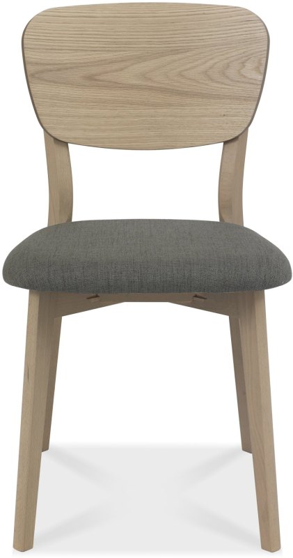 Dansk Scandi Oak Veneer Back Dining Chairs - Cold Steel Fabric (Pair) by Bentley Designs Dansk Scandi Oak Veneer Back Dining Chairs - Cold Steel Fabric (Pair) by Bentley Designs