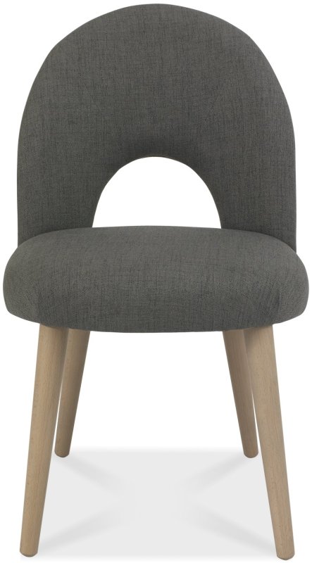 Dansk Scandi Oak Upholstered Dining Chairs - Cold Steel Fabric (Pair) by Bentley Designs Dansk Scandi Oak Upholstered Dining Chairs - Cold Steel Fabric (Pair) by Bentley Designs