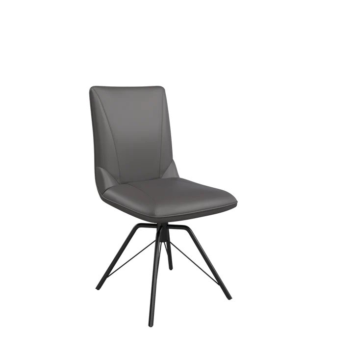 Pair of Faro Swivel Dining Chairs (Dark Grey PU) Pair of Faro Swivel Dining Chairs (Dark Grey PU)