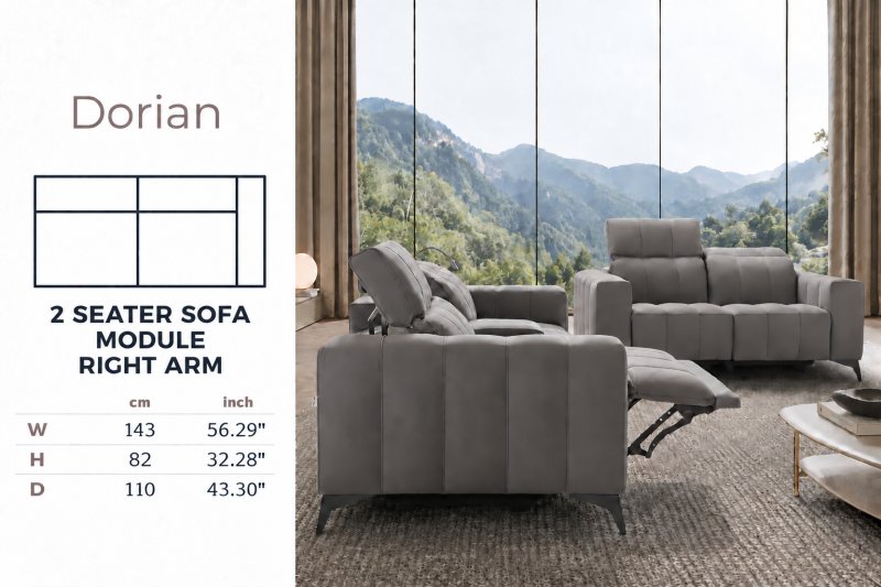 Dorian 2 Seater Sofa Module (Right Hand Arm) by NewTrend Dorian 2 Seater Sofa Module (Right Hand Arm) by NewTrend