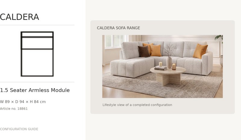 Caldera 1.5 Seater Sofa Module Without Arms by Softnord Caldera 1.5 Seater Sofa Module Without Arms by Softnord