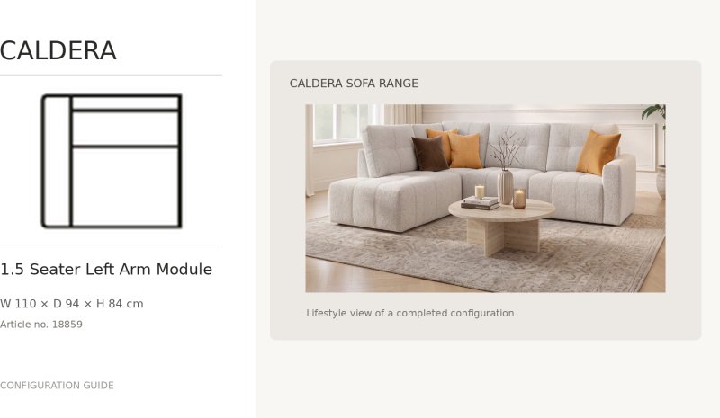 Caldera 1.5 Seater Sofa Module With 1 Arm Left by Softnord Caldera 1.5 Seater Sofa Module With 1 Arm Left by Softnord