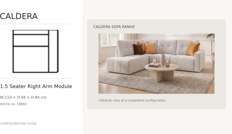 Caldera 1.5 Seater Sofa Module With 1 Arm Right by Softnord Caldera 1.5 Seater Sofa Module With 1 Arm Right by Softnord
