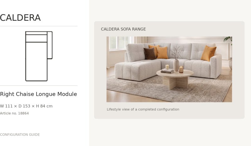 Caldera Chaise Longue Module With 1 Arm Right by Softnord Caldera Chaise Longue Module With 1 Arm Right by Softnord
