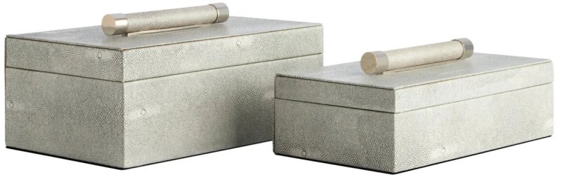 Cardona Set of Two Grey Shagreen Effect Trinket Boxes Cardona Set of Two Grey Shagreen Effect Trinket Boxes