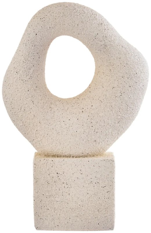 Broc Cream Textured Abstract Loop Sculpture On Pedestal Broc Cream Textured Abstract Loop Sculpture On Pedestal