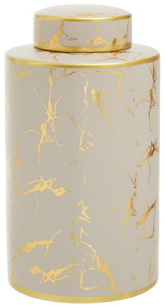 Daria Gold Marble Effect Small Ceramic Jar Daria Gold Marble Effect Small Ceramic Jar