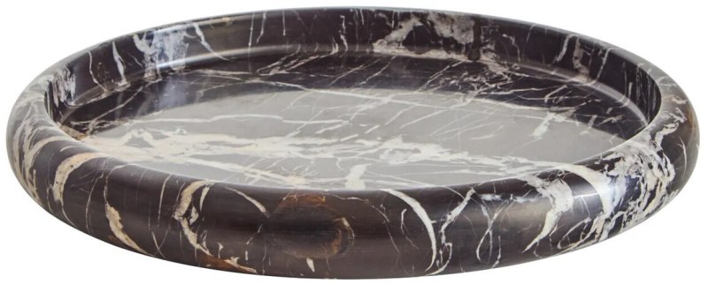 Zoro Black and White Marble Round Tray Zoro Black and White Marble Round Tray