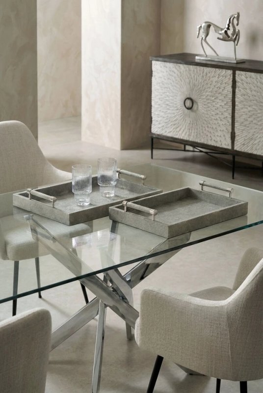 Cardona Set of Two Grey Shagreen Effect Trays Cardona Set of Two Grey Shagreen Effect Trays