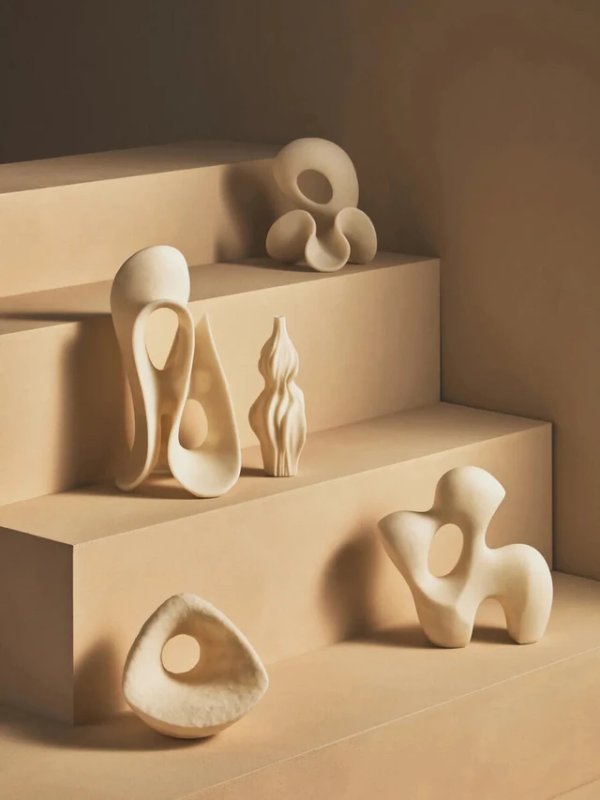 Broc White Marble Effect Small Abstract Loop Sculpture Broc White Marble Effect Small Abstract Loop Sculpture