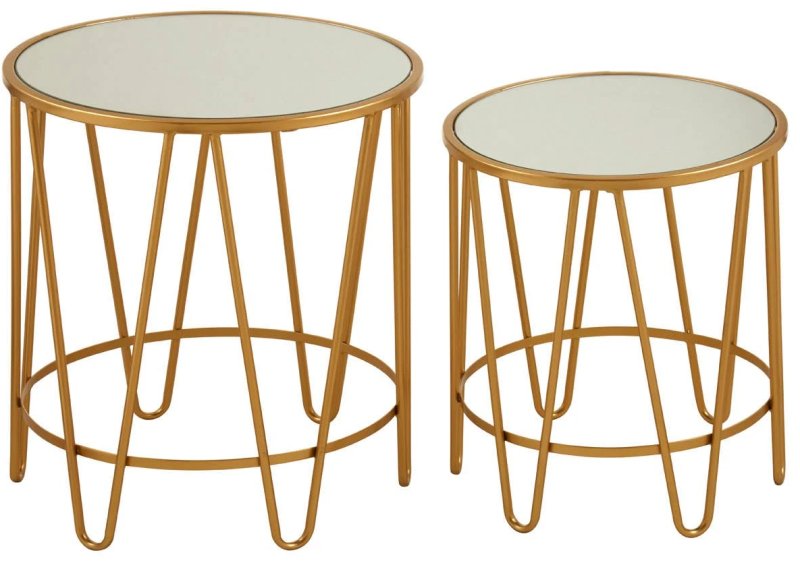 Avantis Gold Finish Set Of 2 Hairpin Design Side Tables Avantis Gold Finish Set Of 2 Hairpin Design Side Tables