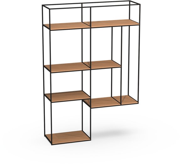 Izola Bookcase with Wooden Trays by MTE Theuns Izola Bookcase with Wooden Trays by MTE Theuns