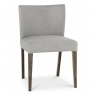 Turin Dark Oak Low Back Upholstered Pebble Grey Chairs