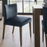 Turin Dark Oak Low Back Upholstered Dark Blue Velvet Chairs
