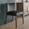 Turin Dark Oak Low Back Upholstered Gun Metal Velvet Chairs
