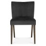 Turin Dark Oak Low Back Upholstered Gun Metal Velvet Chairs