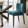 Turin Dark Oak Low Back Upholstered Sea Green Velvet Chairs
