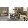 Cadell Aged Oak Upholstered Dining Chair (Slate Blue Fabric)