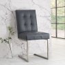 Pair of Tivoli Upholstered Cantilever Chairs - Mottled Black Faux Leather by Bentley Designs