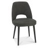 Pair of Vintage Peppercorn Upholstered Dining Chairs - Dark Grey Fabric