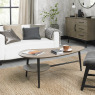 Vintage Weathered Oak Shaped Coffee Table with Shelf