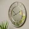 Grey Framed Beaded Mirrored Round Wall Clock
